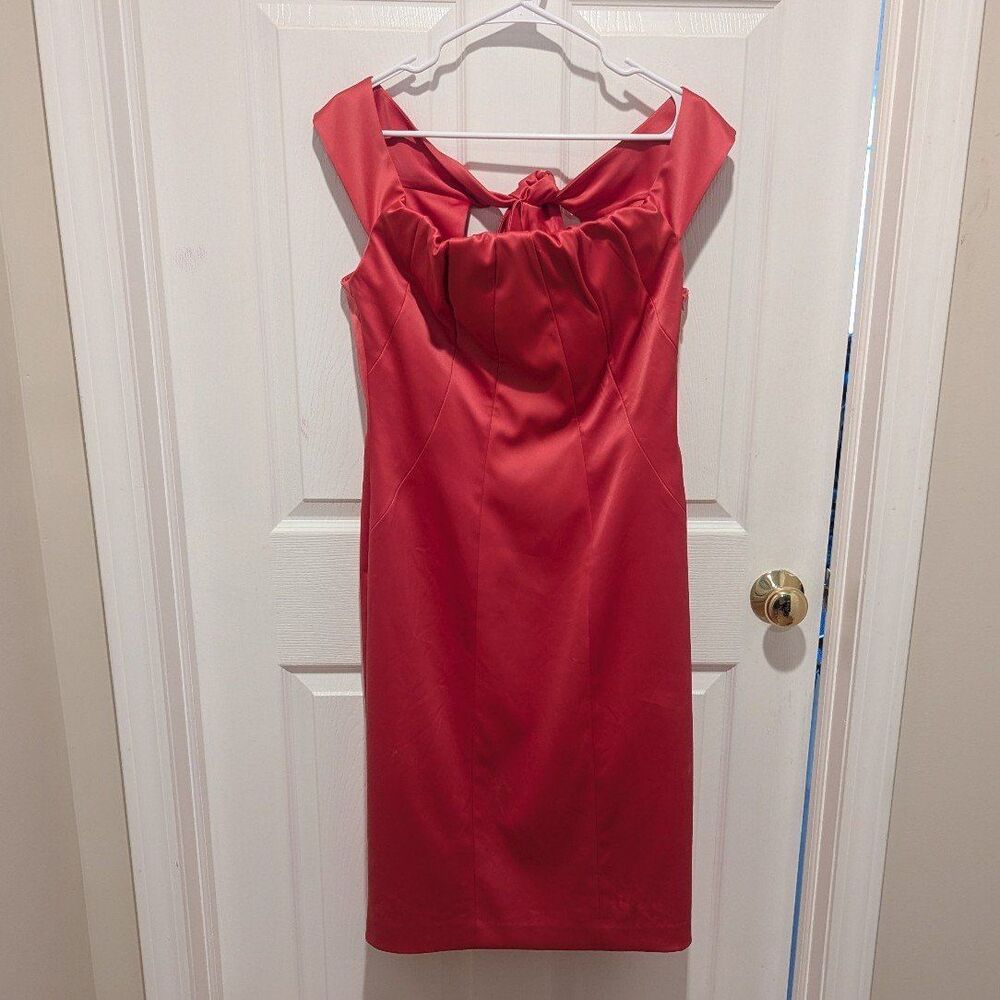 Eliza J Pink Satin Sheath‎ Mini Dress Bow Back Girly Balletcore Feminine Size 12